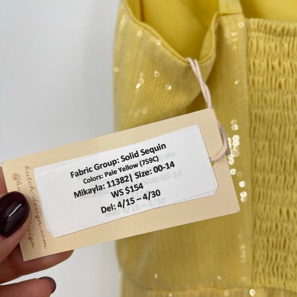 Hutch | NWT Mikayla Butter Yellow Sequin Maxi Dress w/ Side Slit 0 / XS - Picture 8 of 14